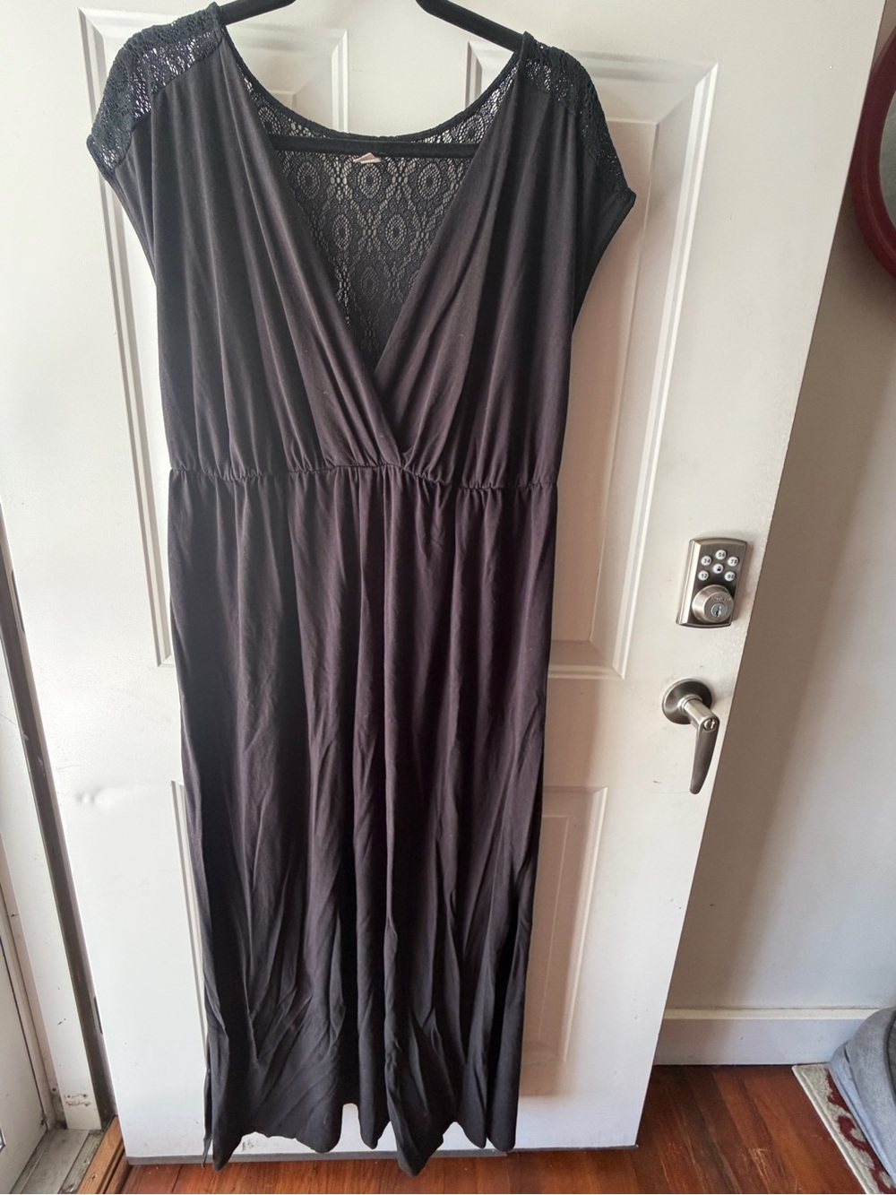 Lane Bryant Black Lace-Back Women's Maxi Dress - Elegant V-Neck- Swim coverup
